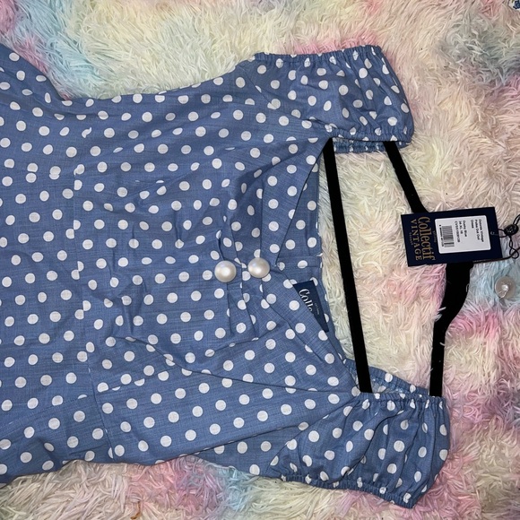 Vintage Collectif Sky Blue Polka Dot Midi Dress - Picture 4 of 10